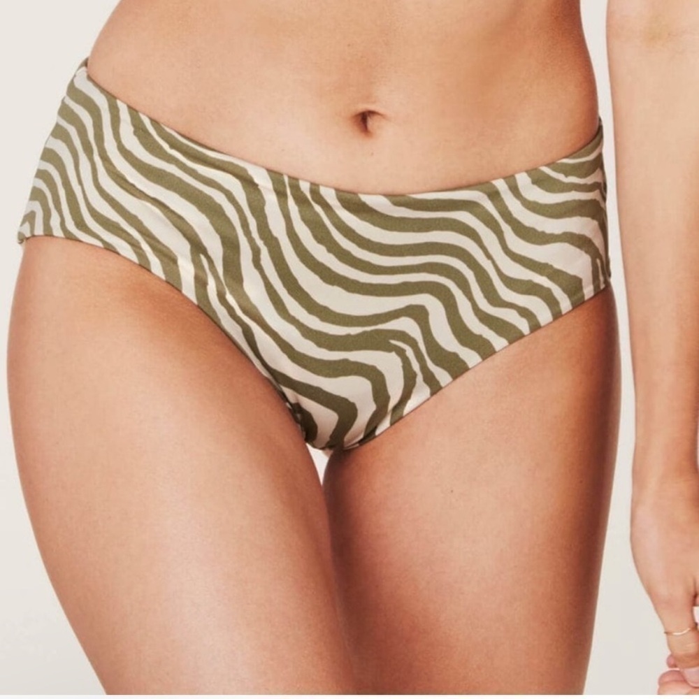 ANDIE The Hipster Bikini Bottom In Striped Olive